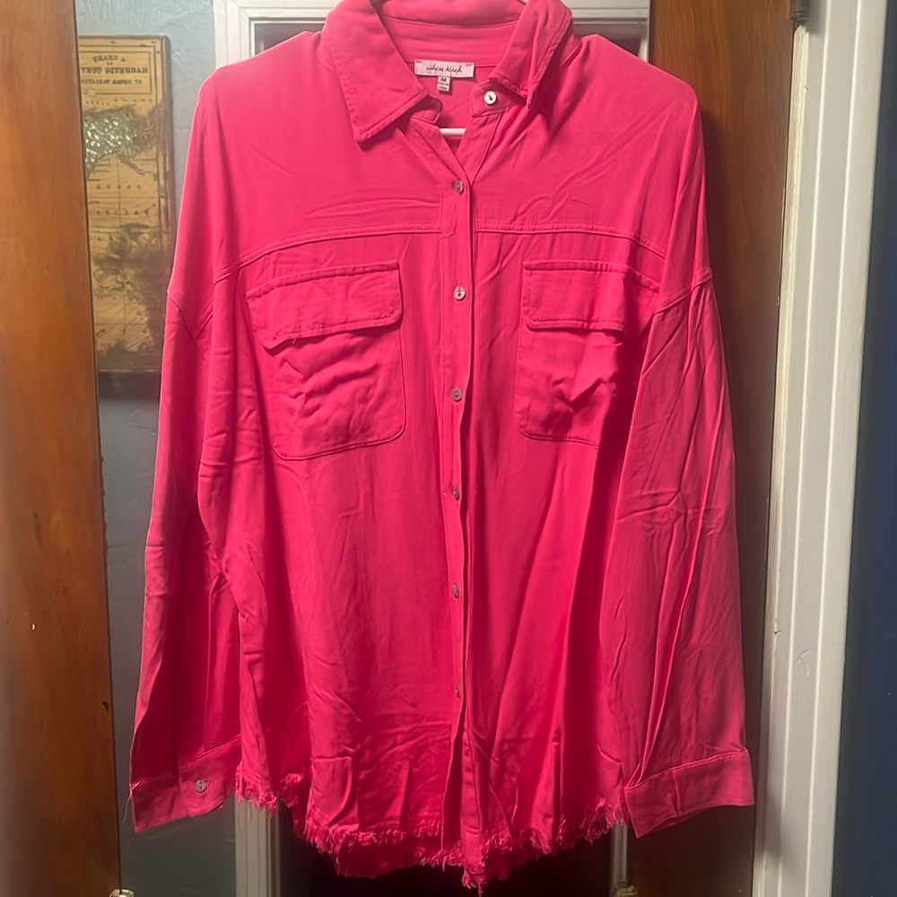 NWOT distressed hem button down shirt